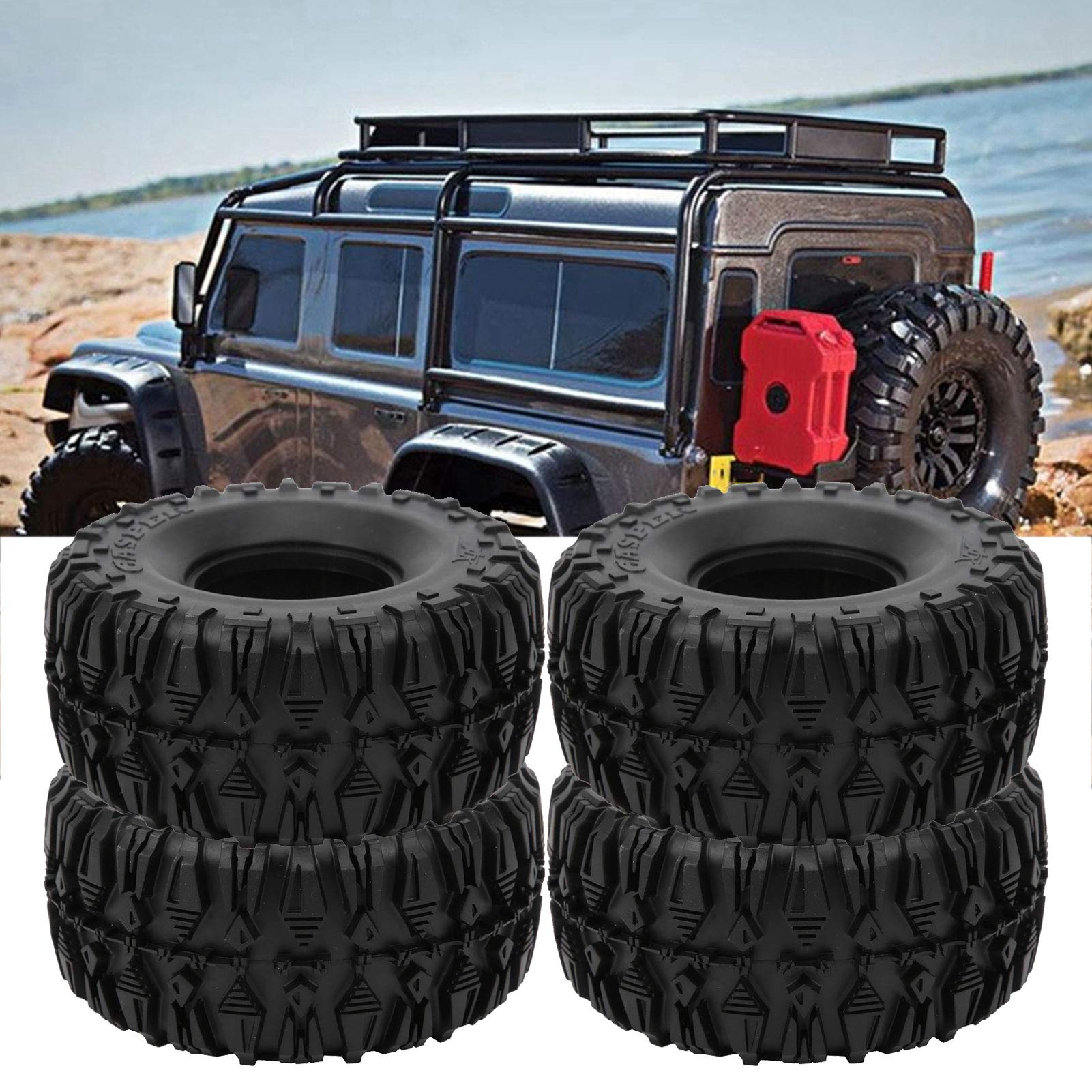 1/10 koła i opony RC, 4 szt. Czarna, trwała gumowa skóra na oponę PC, opony kół 2,2 cala, wymień na SCX10 TRX4 TRX6 1/10 RC Climbing Crawler Upgrade Part kompatybilny