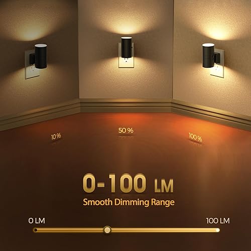 Miniatura 94 de Briignite - Luces nocturnas led enchufables, 3CCT, sensor de anochecer a amanecer, de 3000 K, regulable para pasillo, dormitorio, escalera, paquete