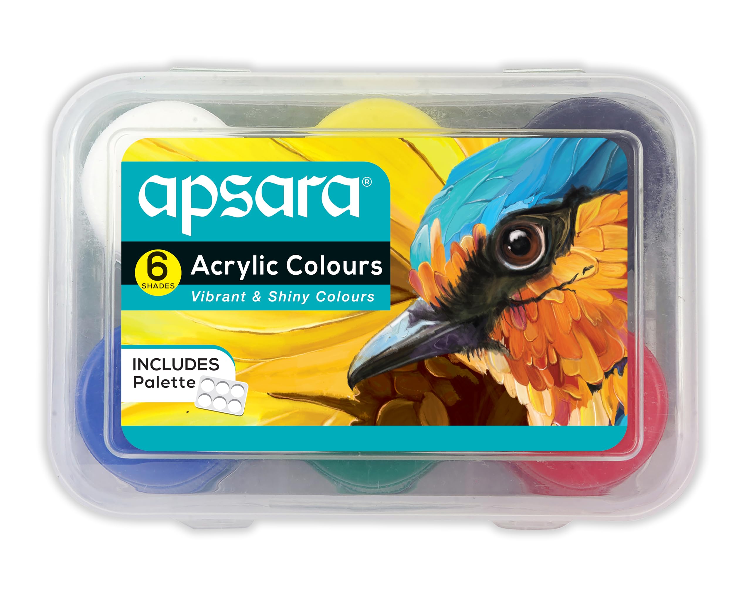 Apsara Acrylic colour 6 shades Kit |06 Colours x 10 ml | Multicolour & Multi-surface | Non-toxic & safe colours | Brilliant Colours | Use for artists, children, boys & girls-image-34