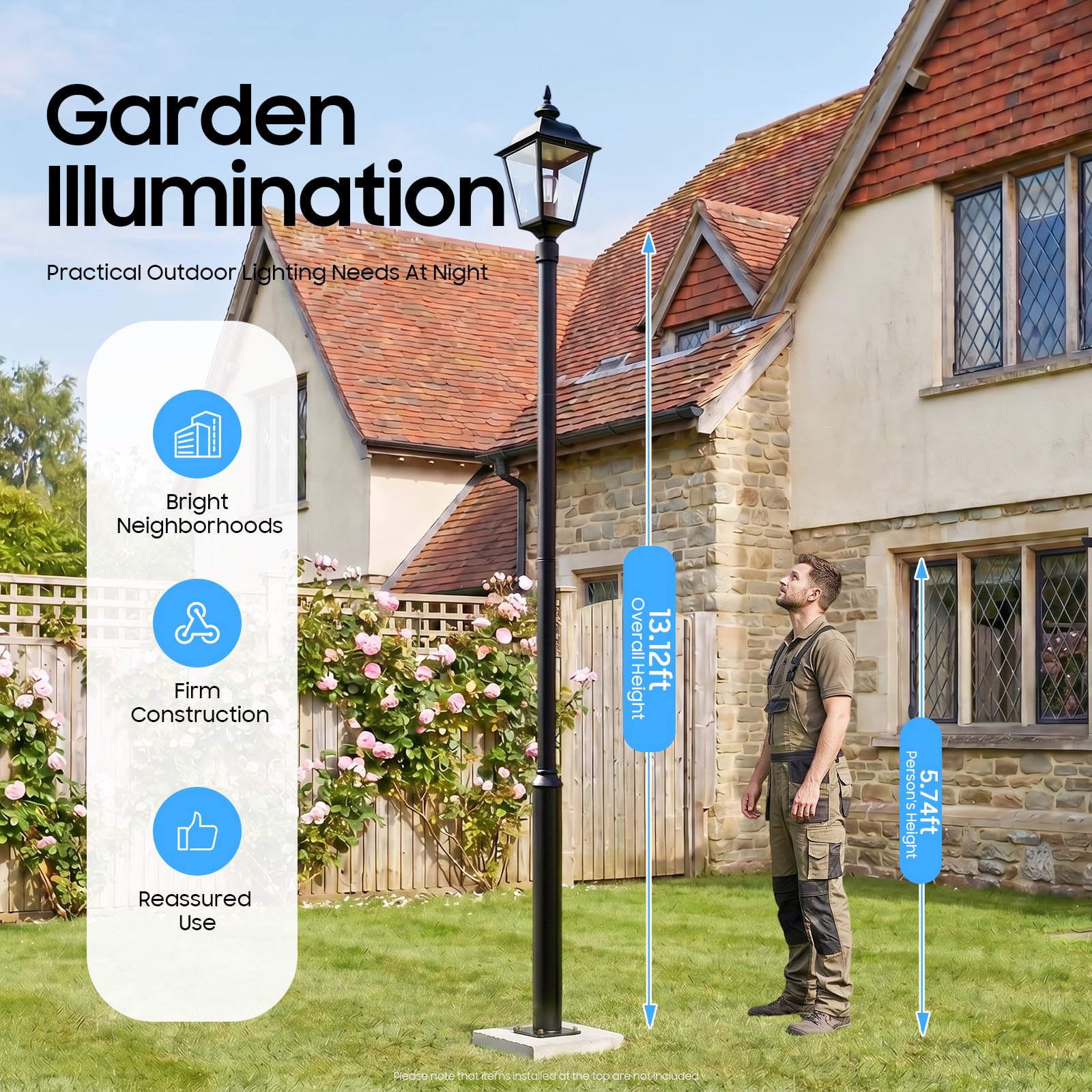 Straßenlaternenmast & Mastleuchte Aussen, Modern Mastleuchten Aussen Solar Straßenlaternenpfahl 100kg Tragfähigkeit, Lampenmast Stahlpfosten für Straßenlaternen, Solarleuchten, Kamera (4 m)