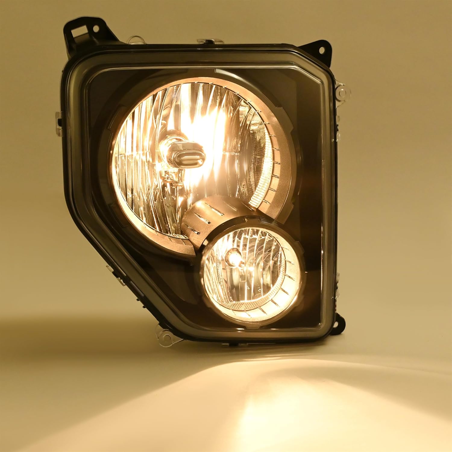 HECASA Headlights Pair Compatible with 2008-2012 Jeep Liberty Front Headlamp w/Fog Lamps Left & Right Side Clear Lens+Black Housing Plastic Replacement for CH2503227C CH2502227C