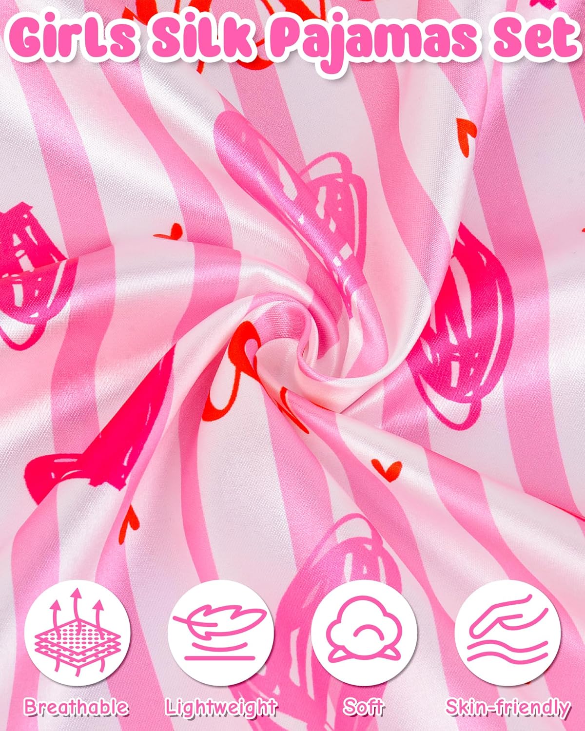 Sylfairy Satin Pajamas for Girls Silky Button-Down Sleepwear Unicorn Nightwear Loungewear PJS Clothes Set Gifts for Kids - Image 5