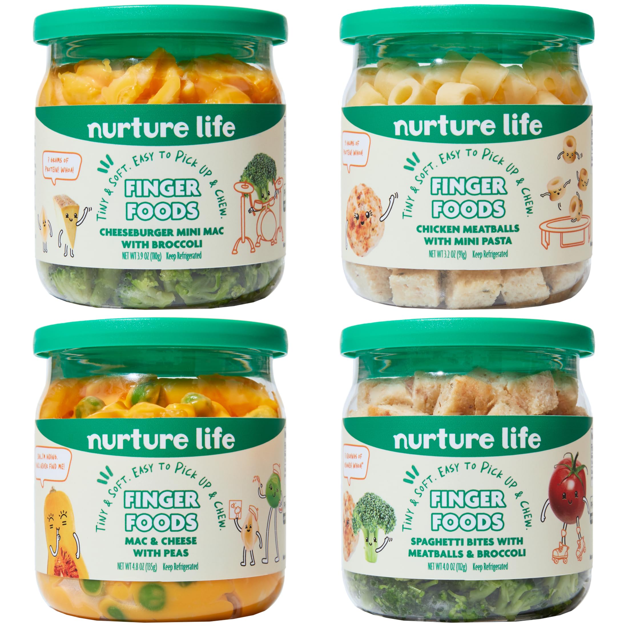 Nurture Life Finger Foods, Pasta 4 Meal Variety Pack, Organic Focus Freshly Made Baby & Toddler Meals, Stage 3 Finger Foods Self-Feeding Ready to Eat Meals w/Veggies, Proteins, Refrigerated Delivery