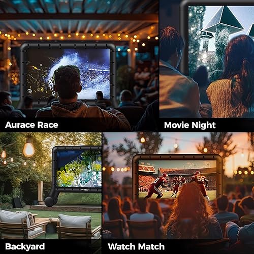 Miniatura 2 de Pantalla de cine inflable para exteriores de 14 pies, pantalla de proyector inflable para exteriores con soplador de aire, pantallas de película
