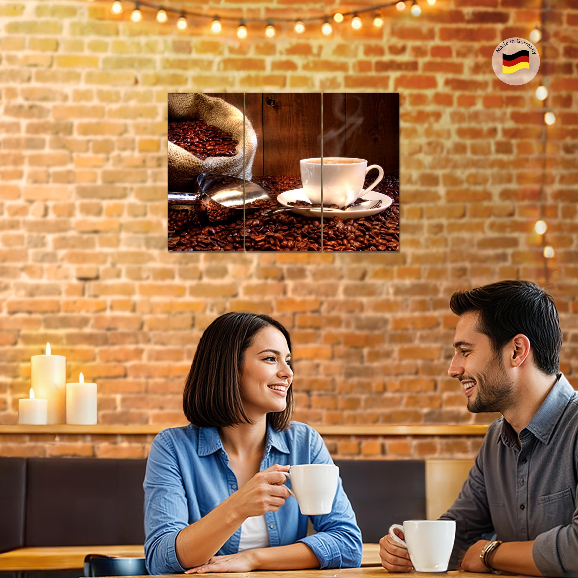 Runa Art Café Cuisine Peinture Tableau Salon XXL Marron Salle À Manger 120 x 80 cm 3 Parties Decoration Murale 501831b