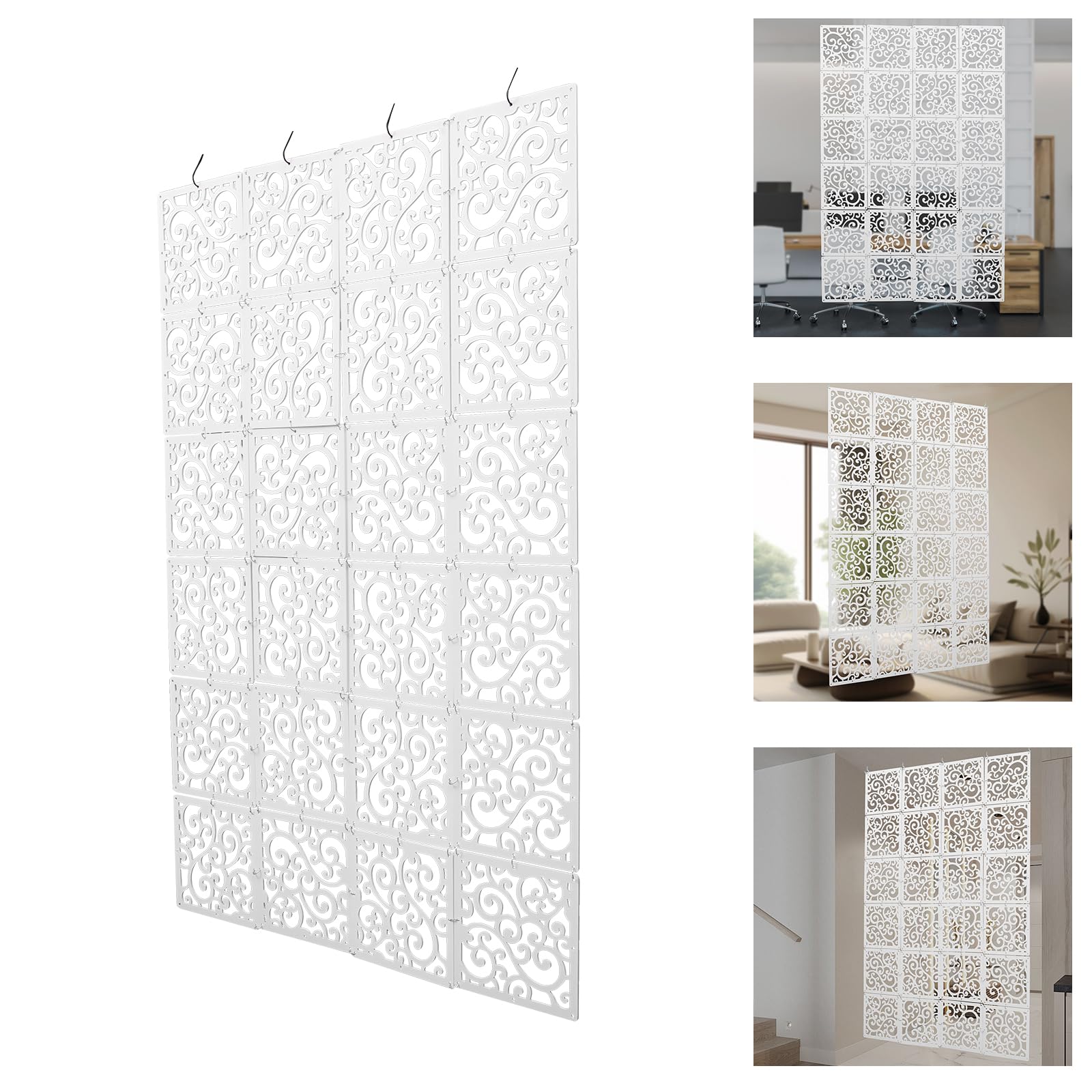 24 divisori fai da te, in PVC, per la privacy, divisori per la casa, decorazione hotel, 29 x 29 cm (modello A, fiore di vite)