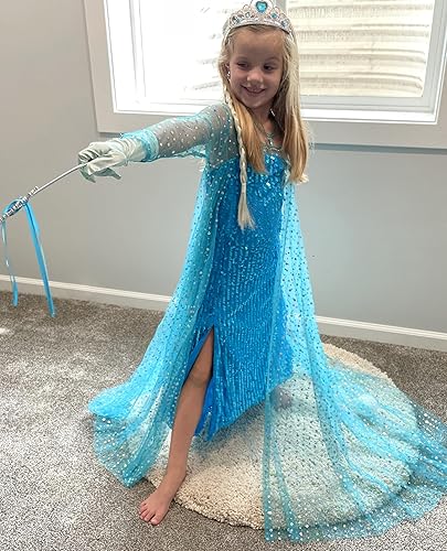 Miniatura 4 de Vestidos de princesa para niñas, disfraz de princesa de lentejuelas de lujo, disfraz para Halloween, carnaval, fiesta, cosplay