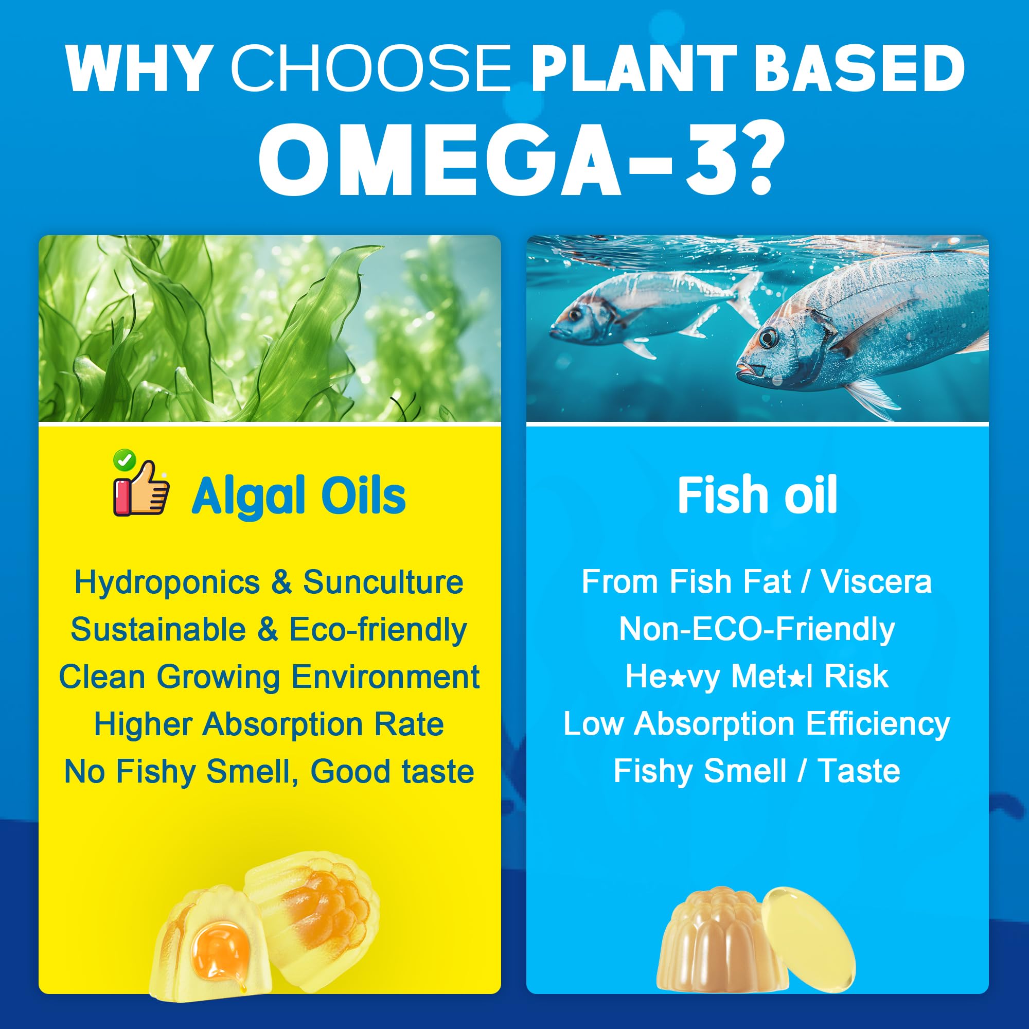Omega-3 Gummies + CoQ10+ Magnesium- EPA 600mg & DHA 400mg, Fish Oil Omega 3 Supplements Alternative for Women Men Adults - from Vegan Algae Oil- Liposomal Form - with Plant Sterols, Garlic, Sugar Free — Amazon image 4