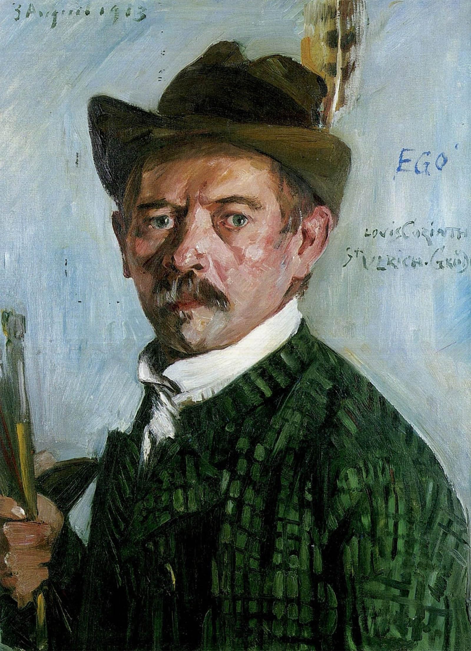 Posteriik No Frame Vintage Print Pop Art Landscape Artwork Self Portrait With Tyrolean Hat By Lovis Corinth Art Prints For Office Home Decor 60X90cm