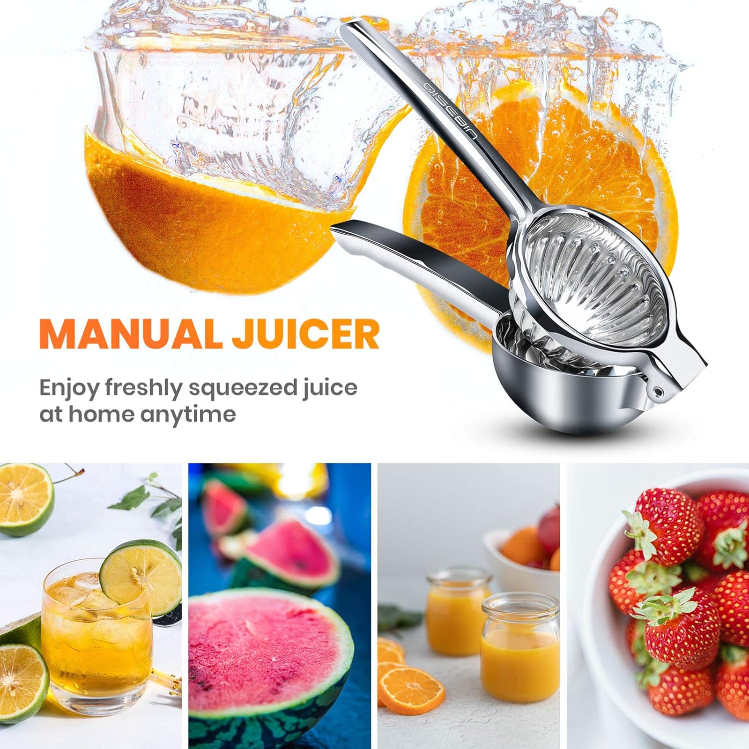 Qisebin Lemon Squeezer Stainless Steel with Premium Quality Heavy Duty Solid Metal Squeezer Bowl - Large Manual Citrus Press Juicer and Lime Squeezer, silver (KP3011): Home & Kitchen