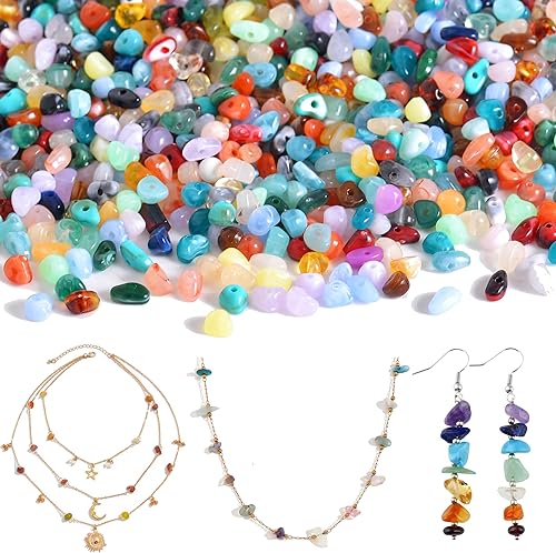 Stino 1000 cuentas de cristal acrílico, colores mezclados, agujero de 0.047 in, forma irregular pequeña para hacer joyas de bricolaje