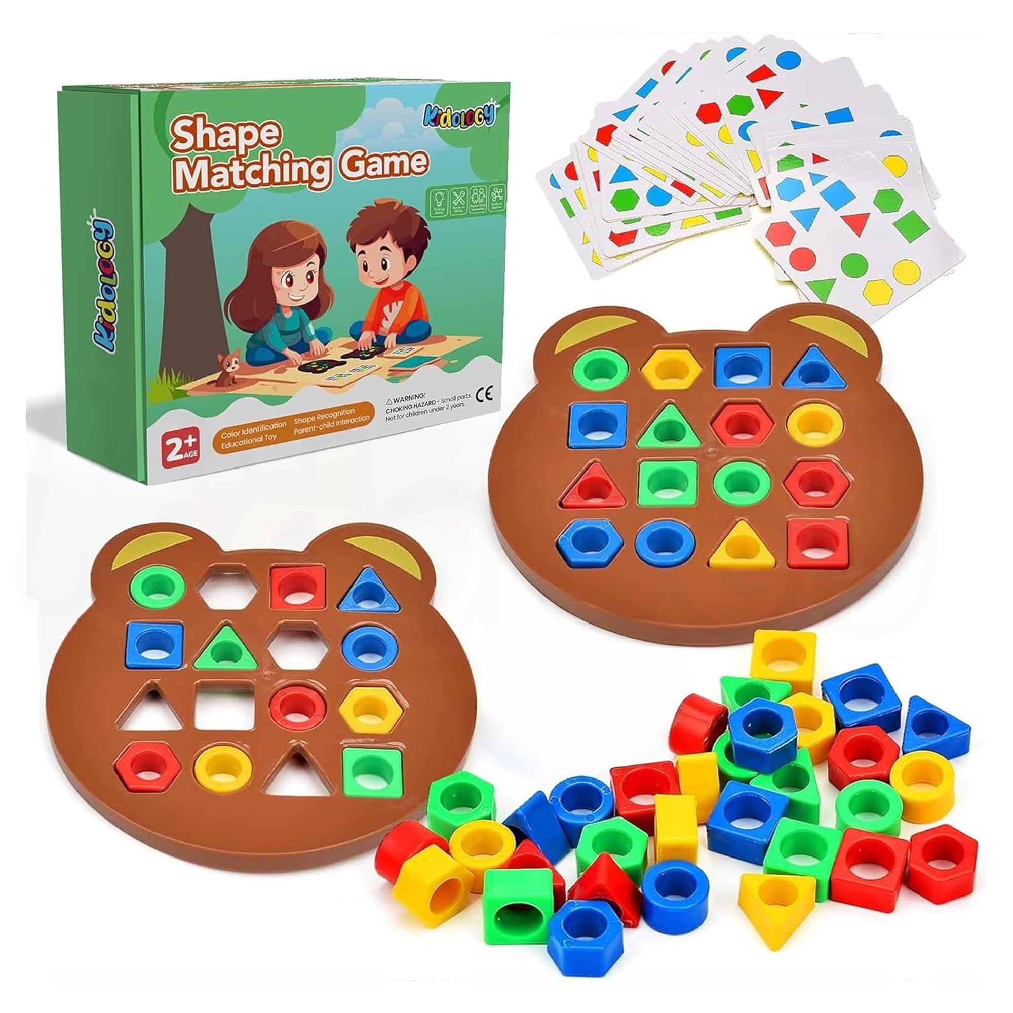 Kidology Geometric Shape and Color Matching Puzzle Board Game for Kids 3+ Years | Sensory Educational, Fun and Learning Toy for Children | Ideal for Gifting (Without Bell)