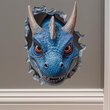 Blue Dragon Decal - Wall Hole Sticker with 3D Effect