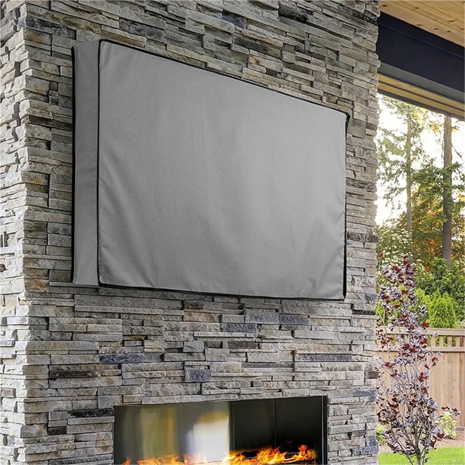 Coperture Protettive per Televisori 22" To 85" Outdoor TV Cover Protect Screen Weatherproof Dust-proof High Duty Oxford 600D Black Grey Waterproof Box(Black,For TV 36-38in)