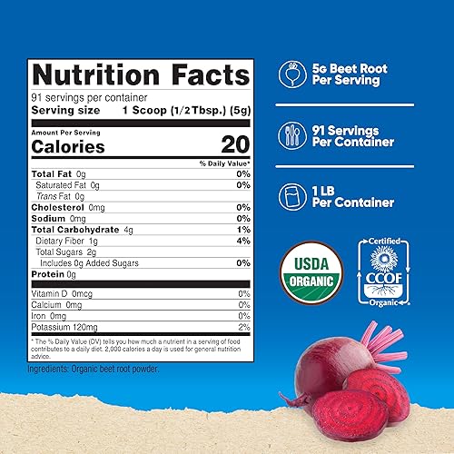 Miniatura 2 de Nutricost Polvo de raíz de remolacha orgánica de 1 libra, vegano, superalimento, certificado orgánico USDA