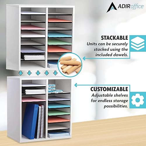 Miniatura 4 de AdirOffice organizador ajustable de madera, Blanco
