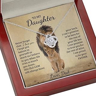 Daughter Gifts From Dad, Father Daughter Necklace, To My Daughter Lion Dad And Daughter Necklace, Father Daughter Gifts Love Knot Necklace Birthday Gift for Daughter From Dad
