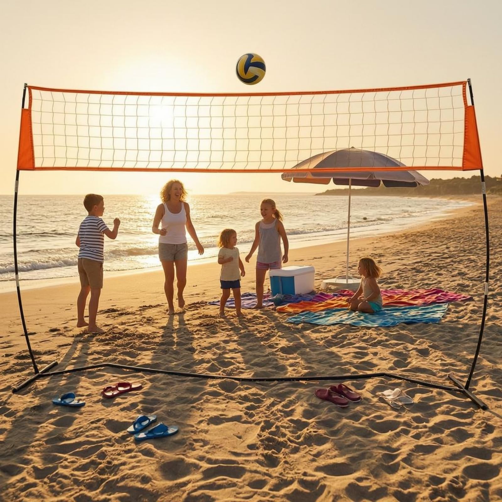 Rete da Allenamento Pallavolo Rete da Allenamento Rete Portatile Rete Regolabile Struttura Autoportante in Poliestere E Fibra di Vetro Adatta per Palestre Cortili Allenamenti Indoor E Outdoor