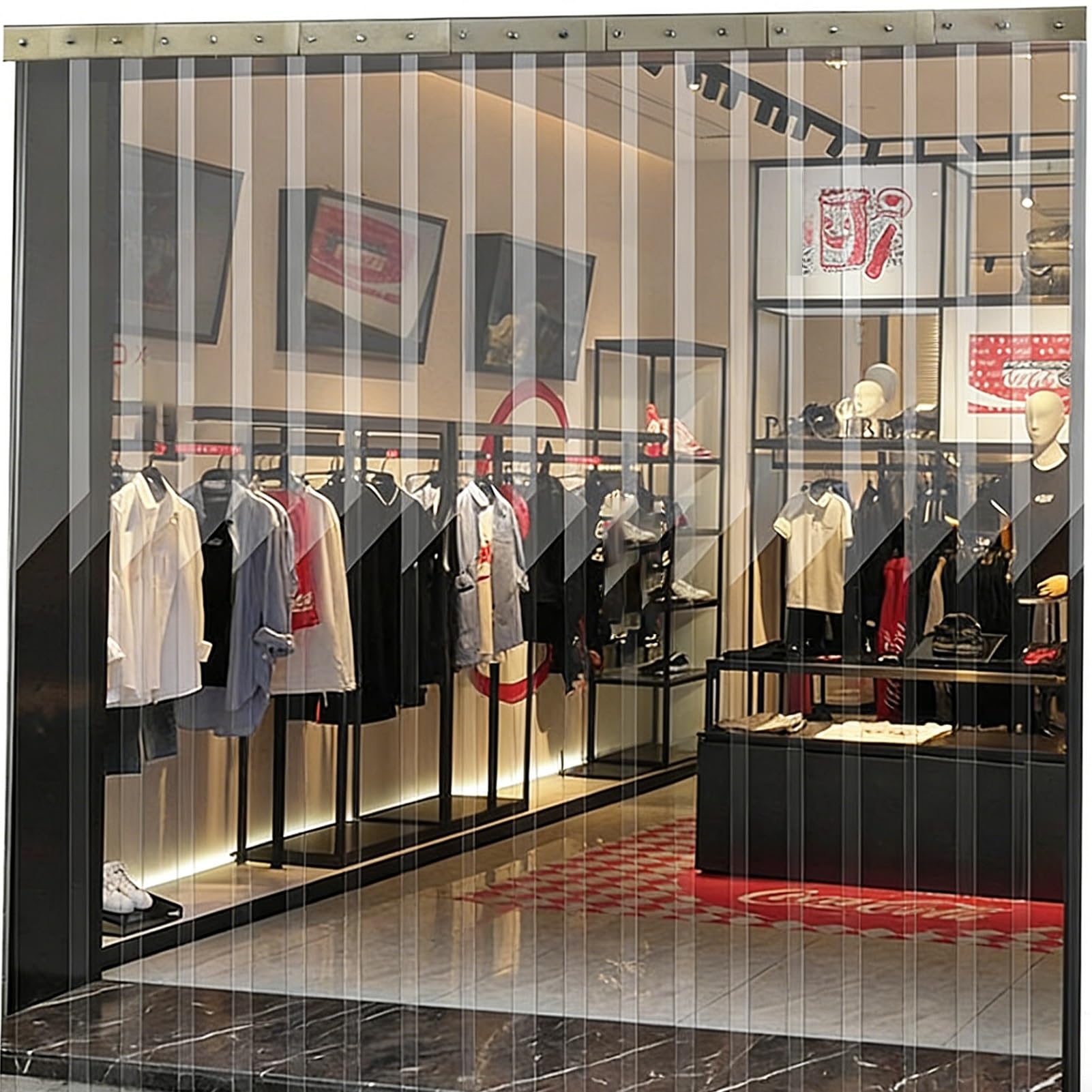 Rideau à Lanières PVC Lisse et Souple Lot Plastique Portes Rideaux Lamelles Porte D'entrée Salon(75x240cm/29.53x94.49in)