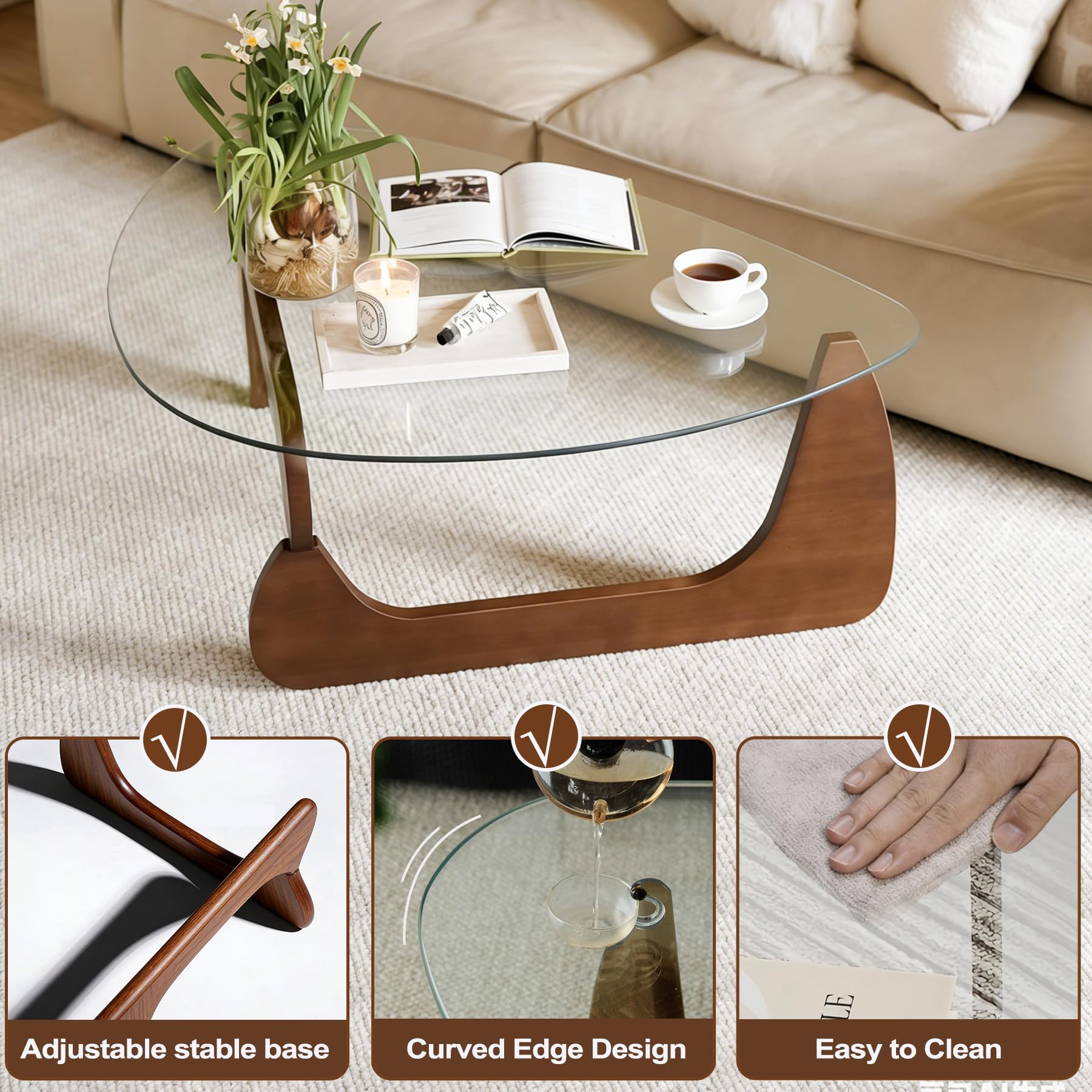 Amazon.com: Glass Coffee Table, 44.9″D×32.3″W×15.8″H Triangle