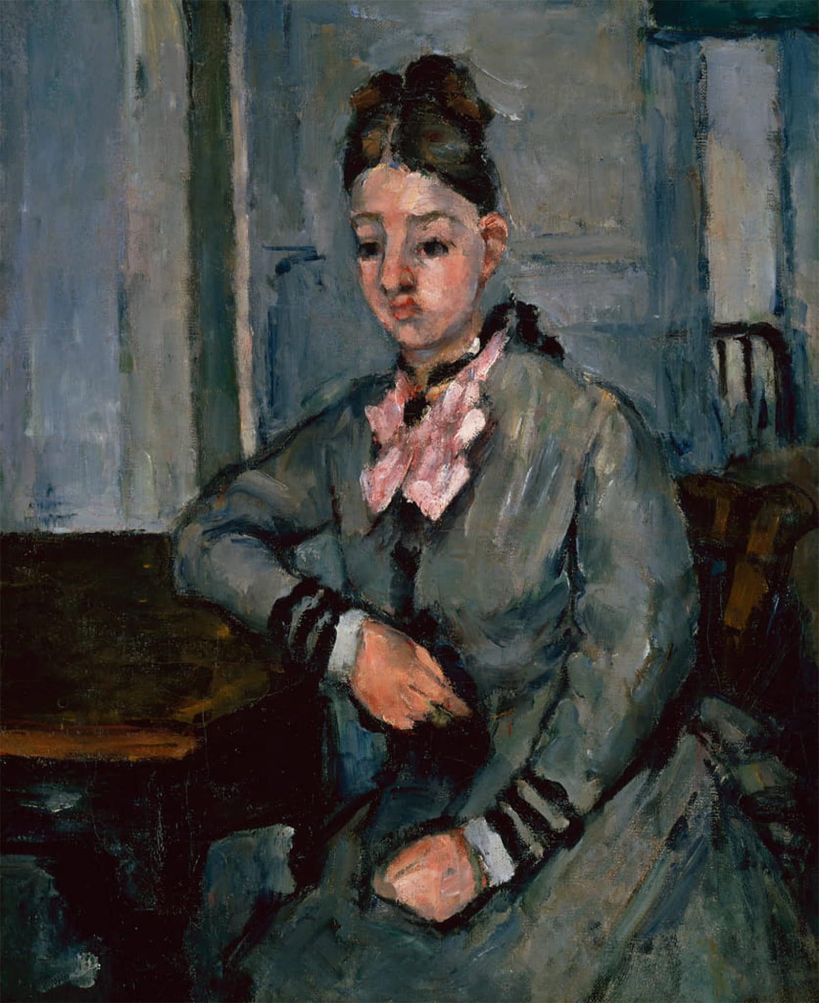 Artxlxxbn No Frame Famous Painting Art Wall Decor Abstract Art Picture Madame Cezanne Leaning On A Table By Paul Cézanne Animal Pictures For Home Decor 60X90cm