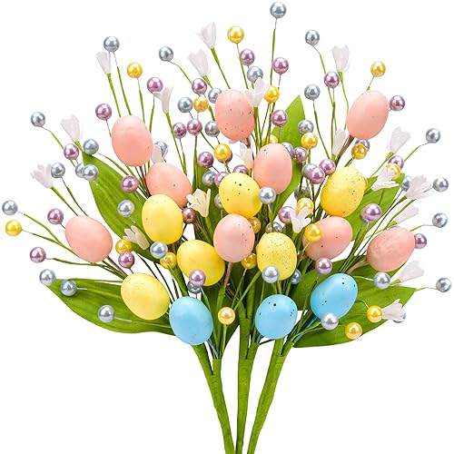 Artificial Easter Flowers, 3Pcs Easter Decorations Spray with Paste Easter