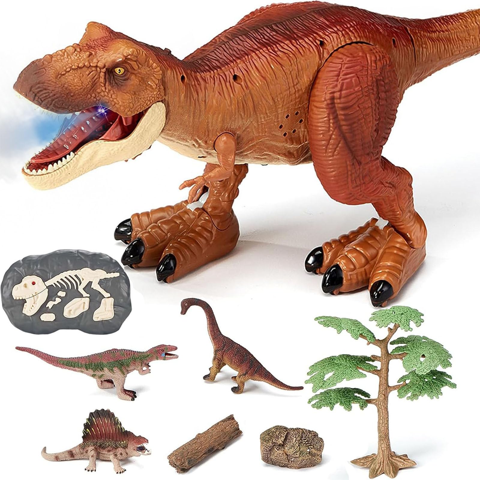 21inches Large Remote Control Dinosaur Toys for Boys Girls 3-10 Years Old RC Tyrannosaurus Dinosaur Toys Sound, Light, Roaring, Mist Spray, Realistic Walking T-Rex