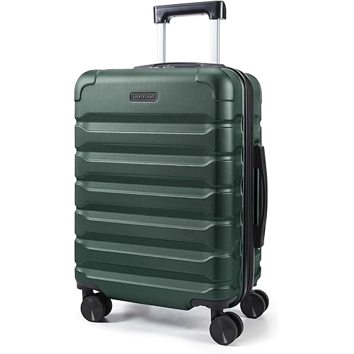 LIGHT FLIGHT Carry On Luggage 22x14x9 Airline Approved, Expandable Carry On Suitcases with Wheels, Lightweight Luggage, Durable Hard Shell 20 Inch Rolling Suit Case for Men Women Travel, Deep Green