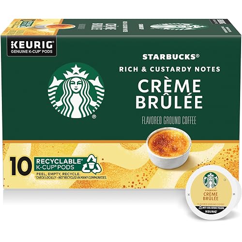 Starbucks K-Cup Coffee Pods, Flavored Hot or Iced Coffee, Crème Brûlée, 10 Keurig Pods
