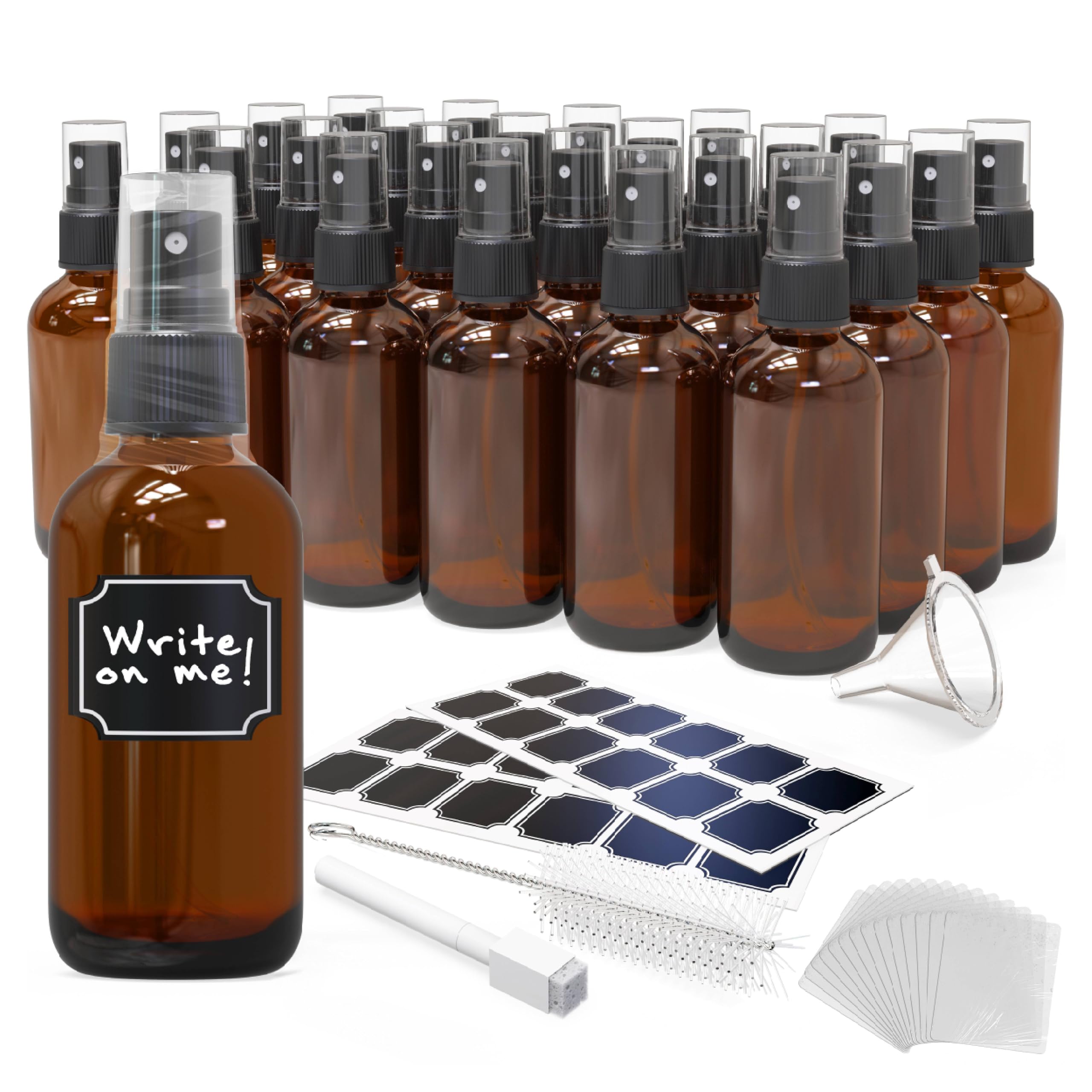 Nevlers Amber Glass Spray Bottles 4 Oz 24 Pack