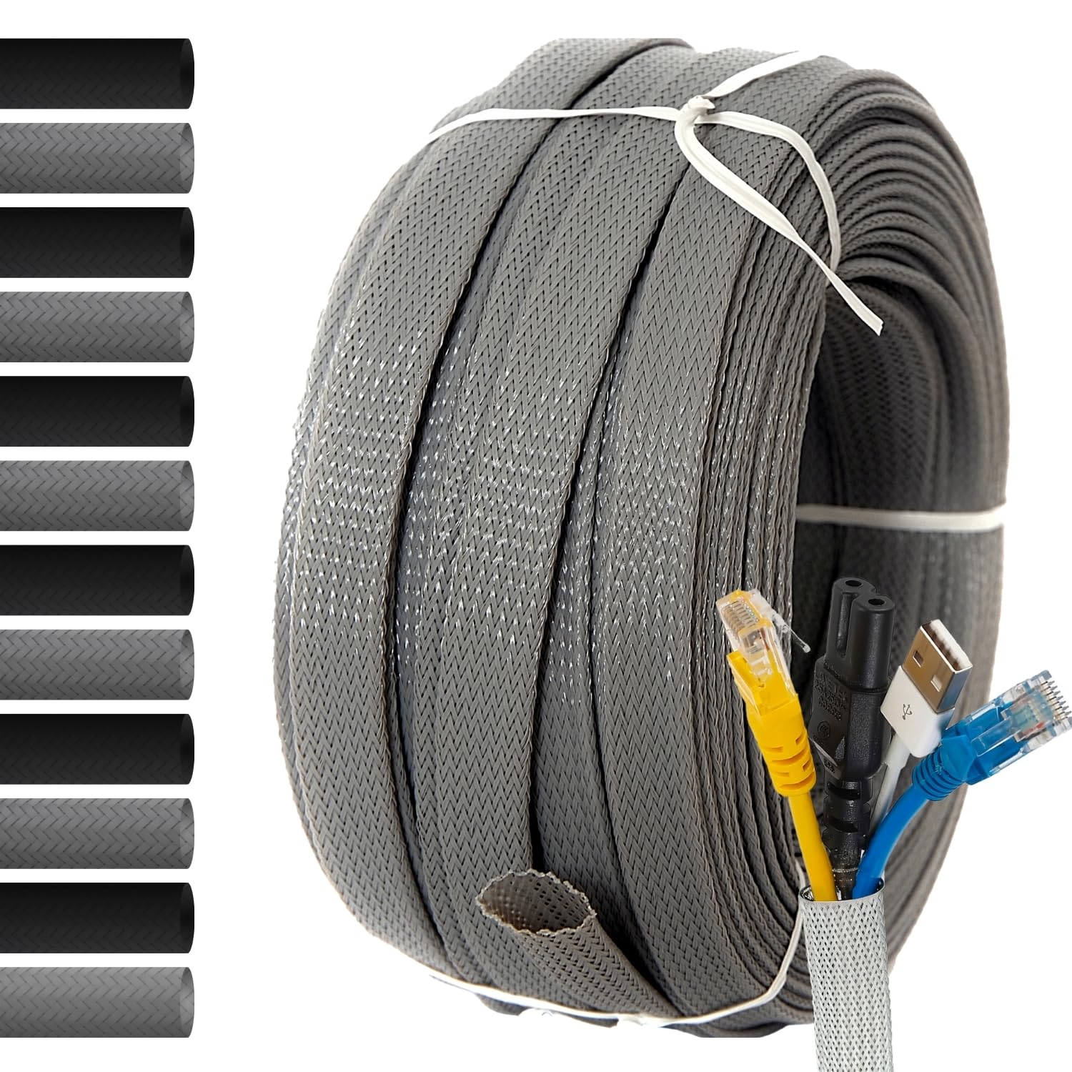 Expandierbarer Kabelschlauch Ø 5mm, L 100m • Ideal für Kabelschutz und Organisation • GRAU • INDUSTRIELL Standard
