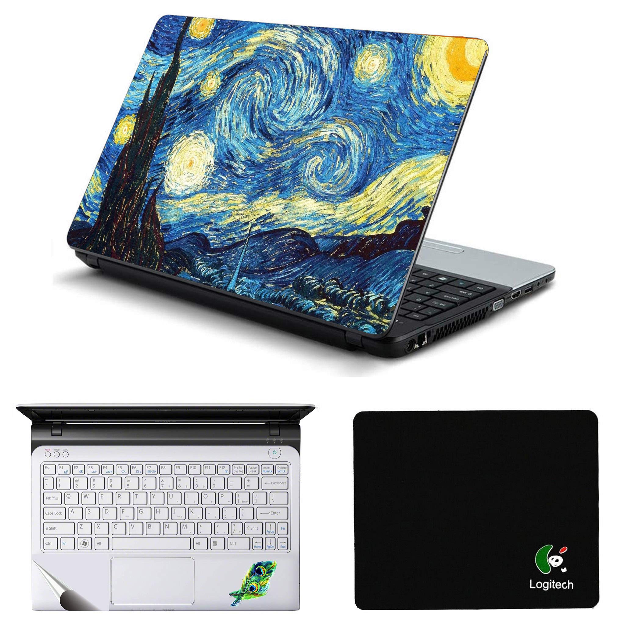 Namo Arts Laptop Accessories Combo of 14 Inch Starry Night Laptop Skins Stickers, Mouse Pad and Palmrest Skins for HP-Dell-Lenovo-Acer-ASUS Laptops, Notebooks (Multicolour) (B07M75MBF6) Amazon Price History, Amazon Price Tracker