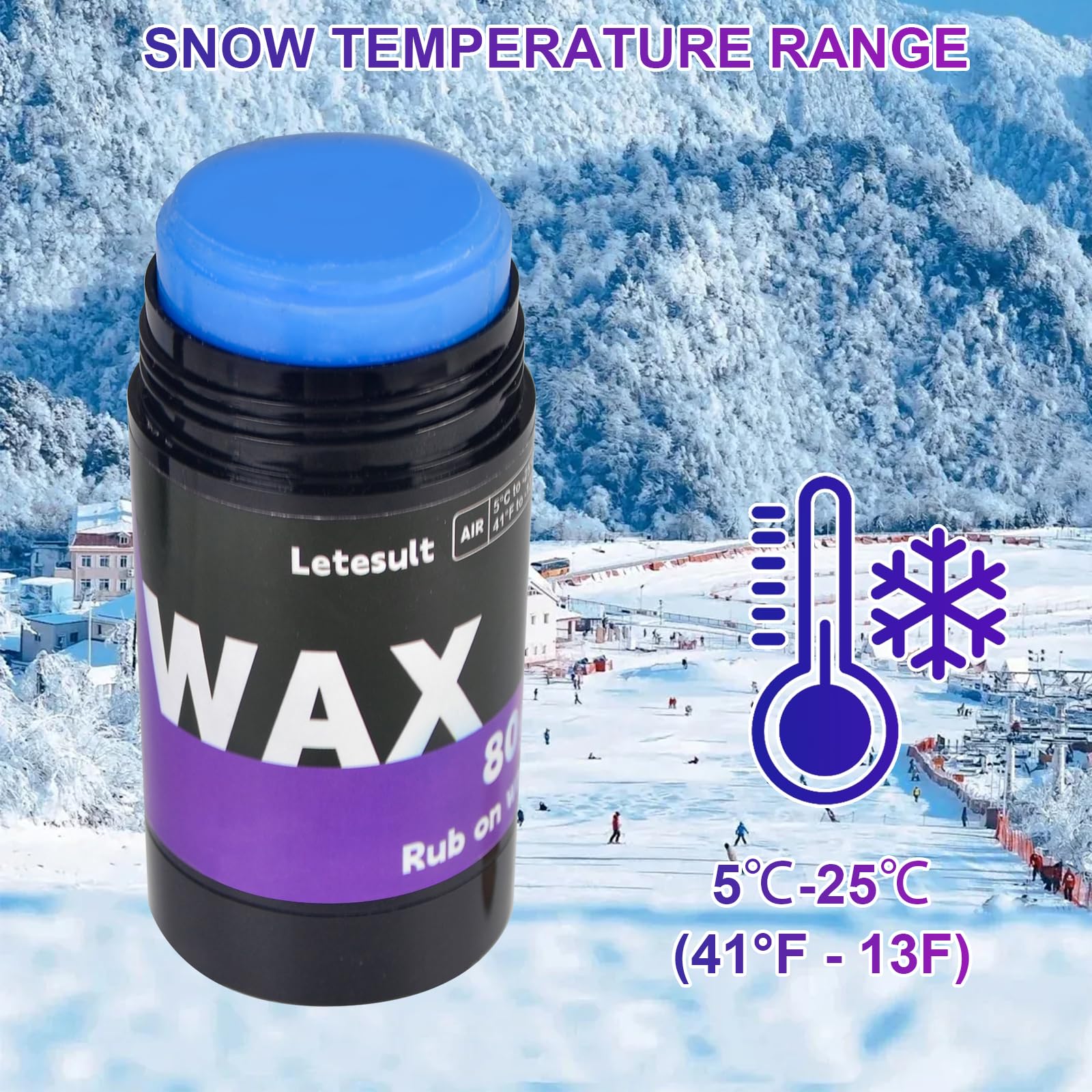 Snowboard Wax, 75g Waxing Accessories with Cork Applicator
