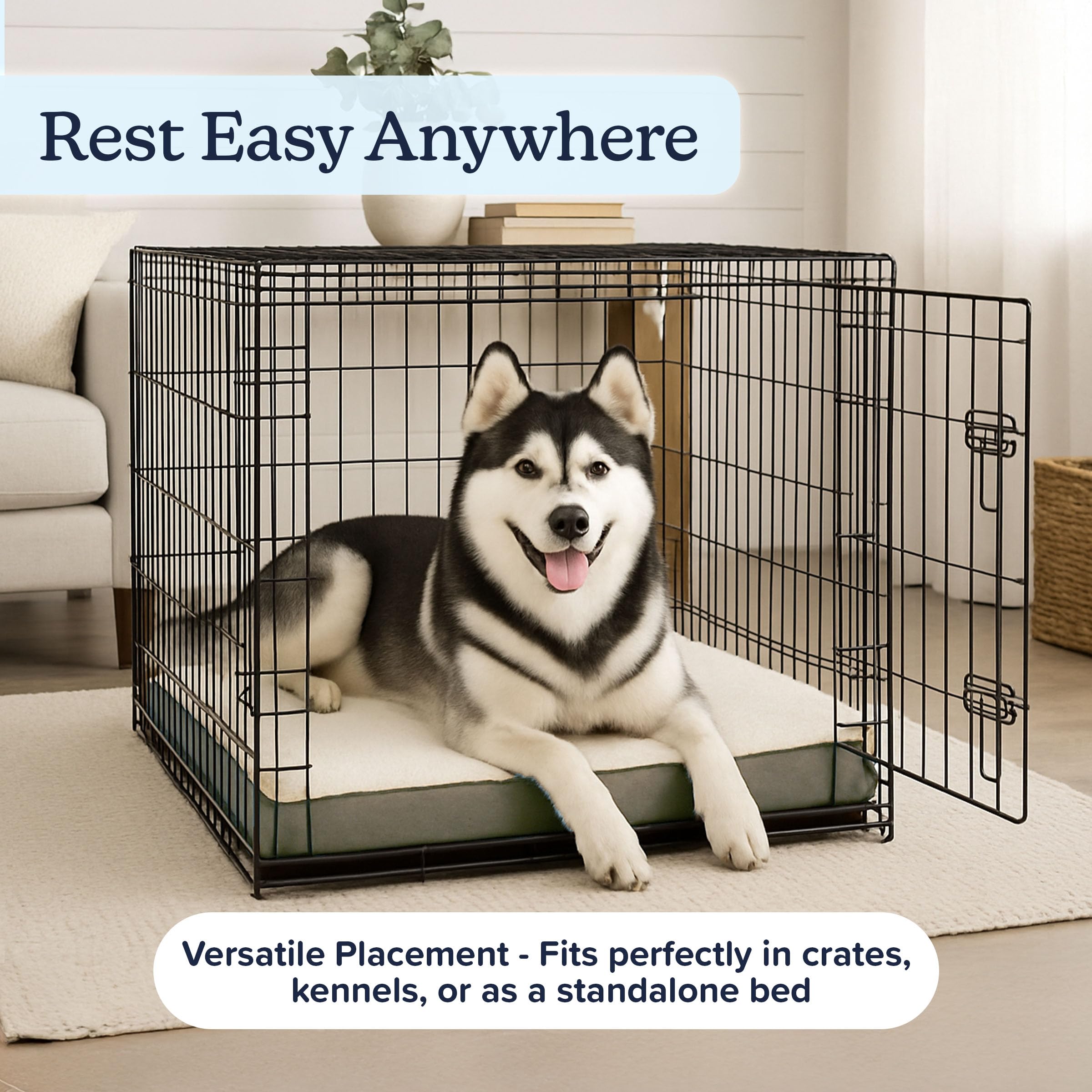 Petmaker Cama ortopédica para Perro, Cama de Espuma viscoelástica de 2 Capas con Cubierta Superior Sherpa Lavable a máquina, Cama para Perros Grandes de hasta 100 Libras (Gris)
