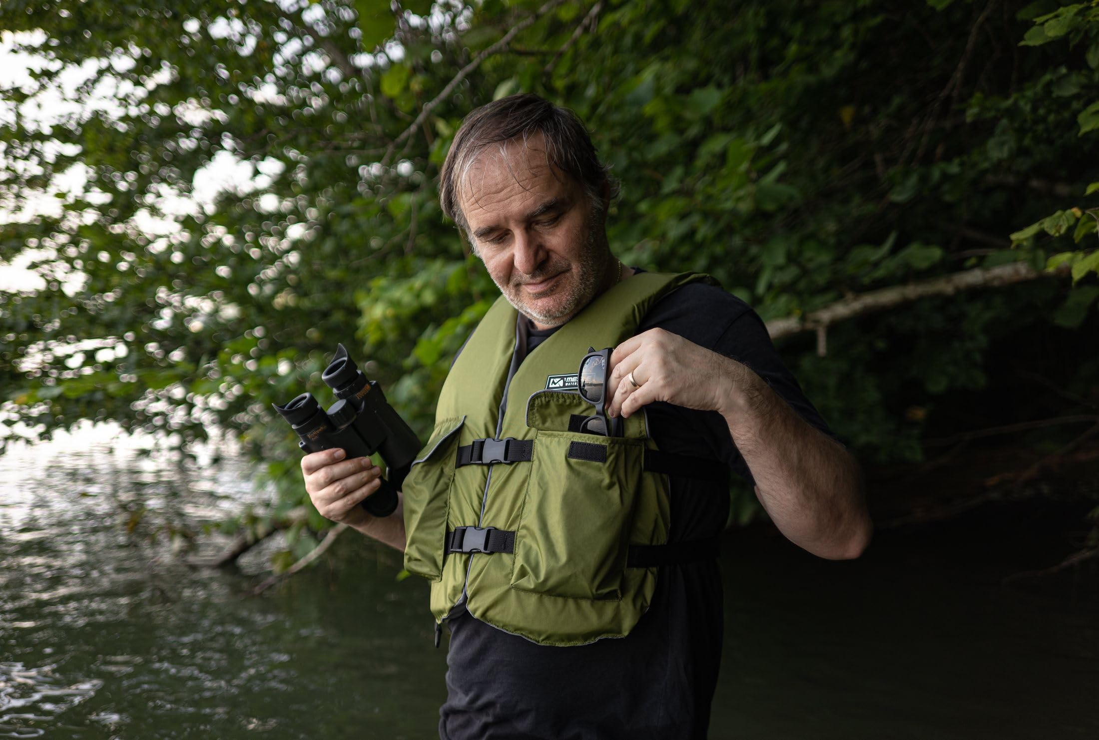 MESLE Schwimmweste Erwachsene Fisherman mit Taschen, 50N Schwimmhilfe für Herren & Damen, Angler Weste für Boot, Auftriebsweste & Prallschutzweste für Sup, Kajak