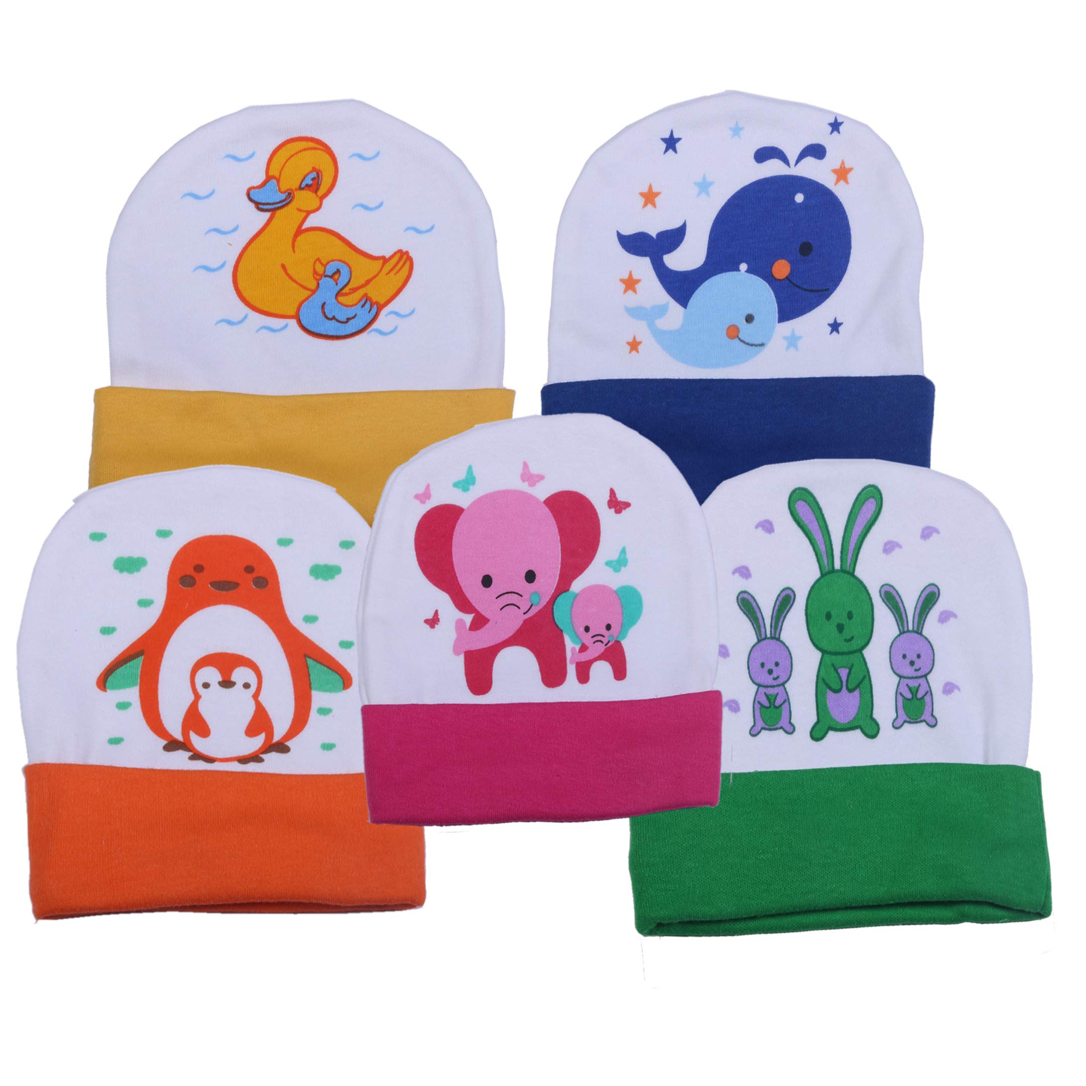 Brim Hugs and Cuddles Velour Caps for Baby Boys and Girls(Pack of 5)