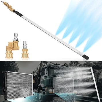 39" Upgraded Radiator Cleaning Wand with Two 1/4Quick Coupler, Water and Air Dual-Use 4500 PSI Pressure Washer Tool Set for Car,Truck and Other Vehicles
