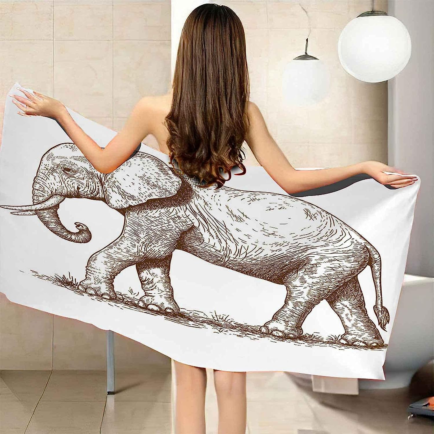 Serviette De Plage Éléphant Animal Gris Serviette De Bain Enfant Adulte Drap De Plage Doux Microfibre Absorbant Idéal pour Voyage Plage Piscine Sport Drap De Plage 150 X 200 Cm -2R2M/Q5D