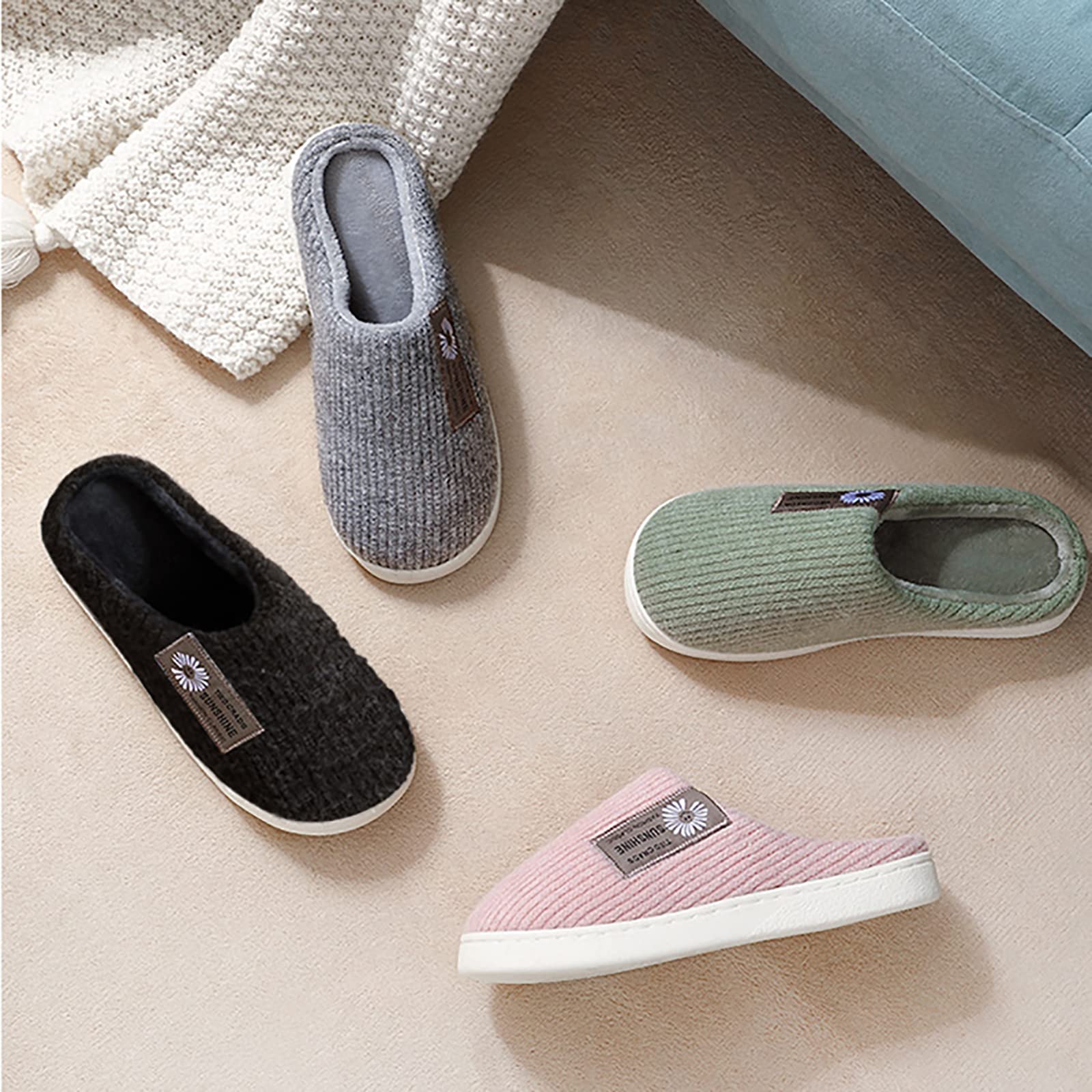 Generic Zapatillas de estar por casa para mujer, cálidas, cómodas, pantuflas de espuma viscoelástica, suaves y antideslizantes