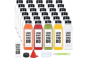 30 Count 16oz PET Plastic Juice Bottles with Lids for Smoothies, Juices, and Beverages