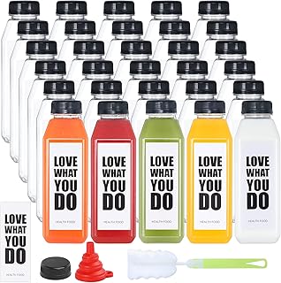 Juice Container with Lids, 16oz Plastic Bottles with Caps, 30pcs Empty Plastic Juice Bottles Reusable Clear Bulk Beverage Containers with Tamper Evident Cap for Milk, Smoothie, Drinks