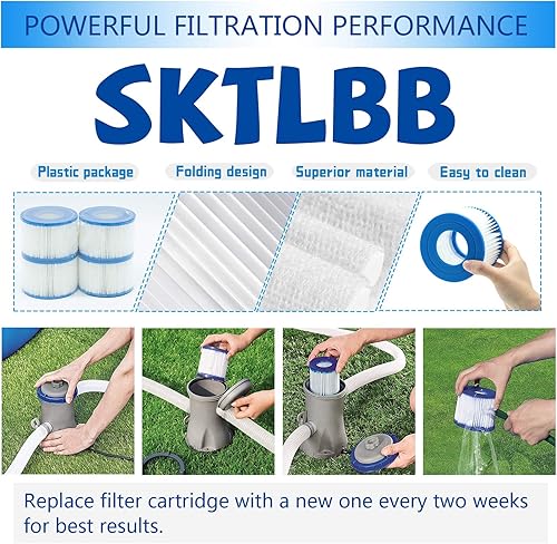Miniatura 10 de Cartucho de filtro de piscina tipo I, 3.11 x 3.48 pulgadas, tamaño I para filtro de piscina, bombas de filtro de piscina reemplazos universales (12