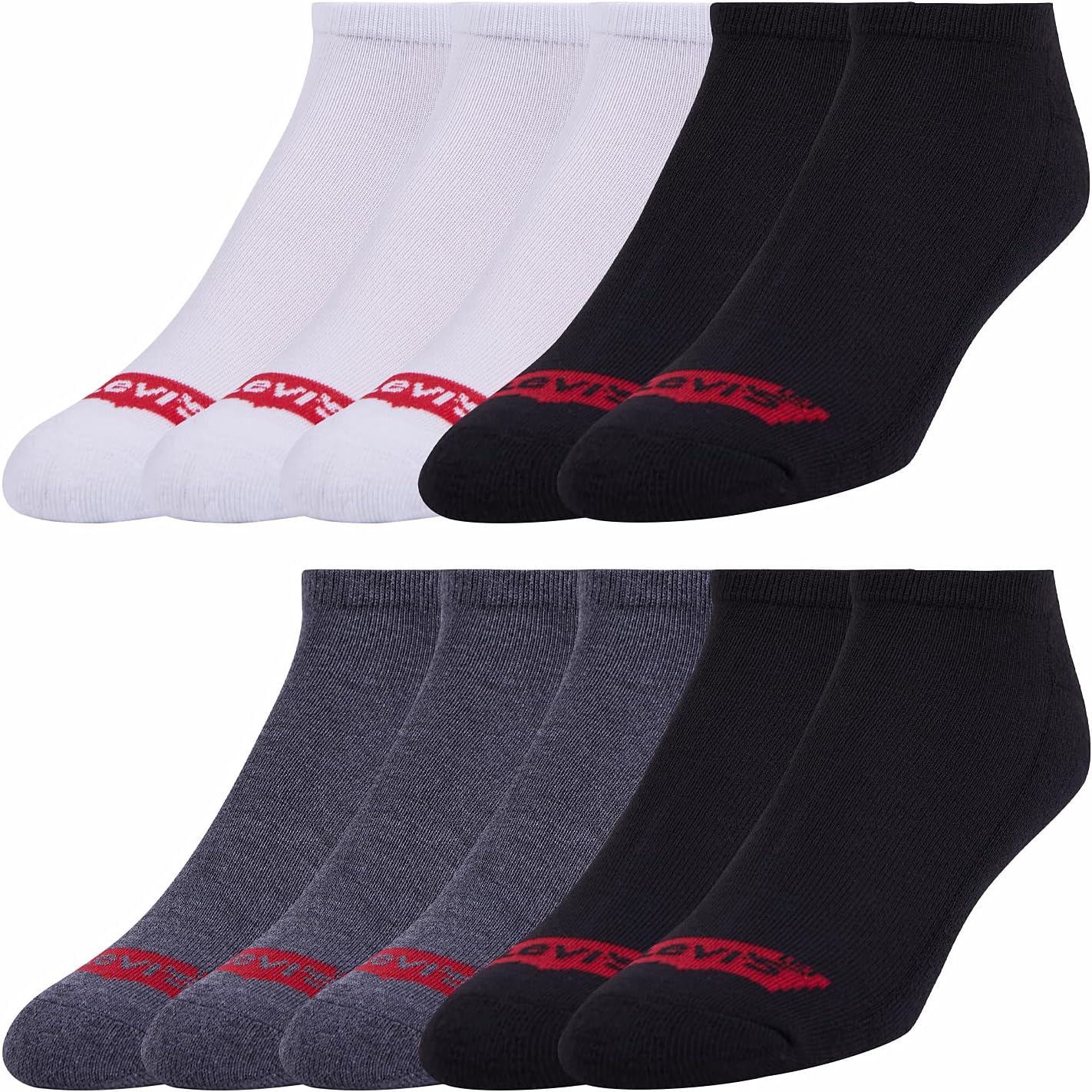 Levi's Low Cut Socks for Men, Athletic Mens Socks Low Cut, 10 Pack, Assorted, 8, Assorted, 8, Assorted, 8