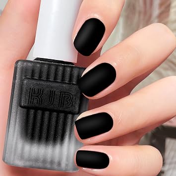 NovaCharm Matte Black Nail Polish - Matte Finish Black Fingernail Polish - Fast Drying Nail Varnish Mist Effect - Silky Velvet Nail Lacquer For Women Girls Manicure DIY at Home - No Need Bake