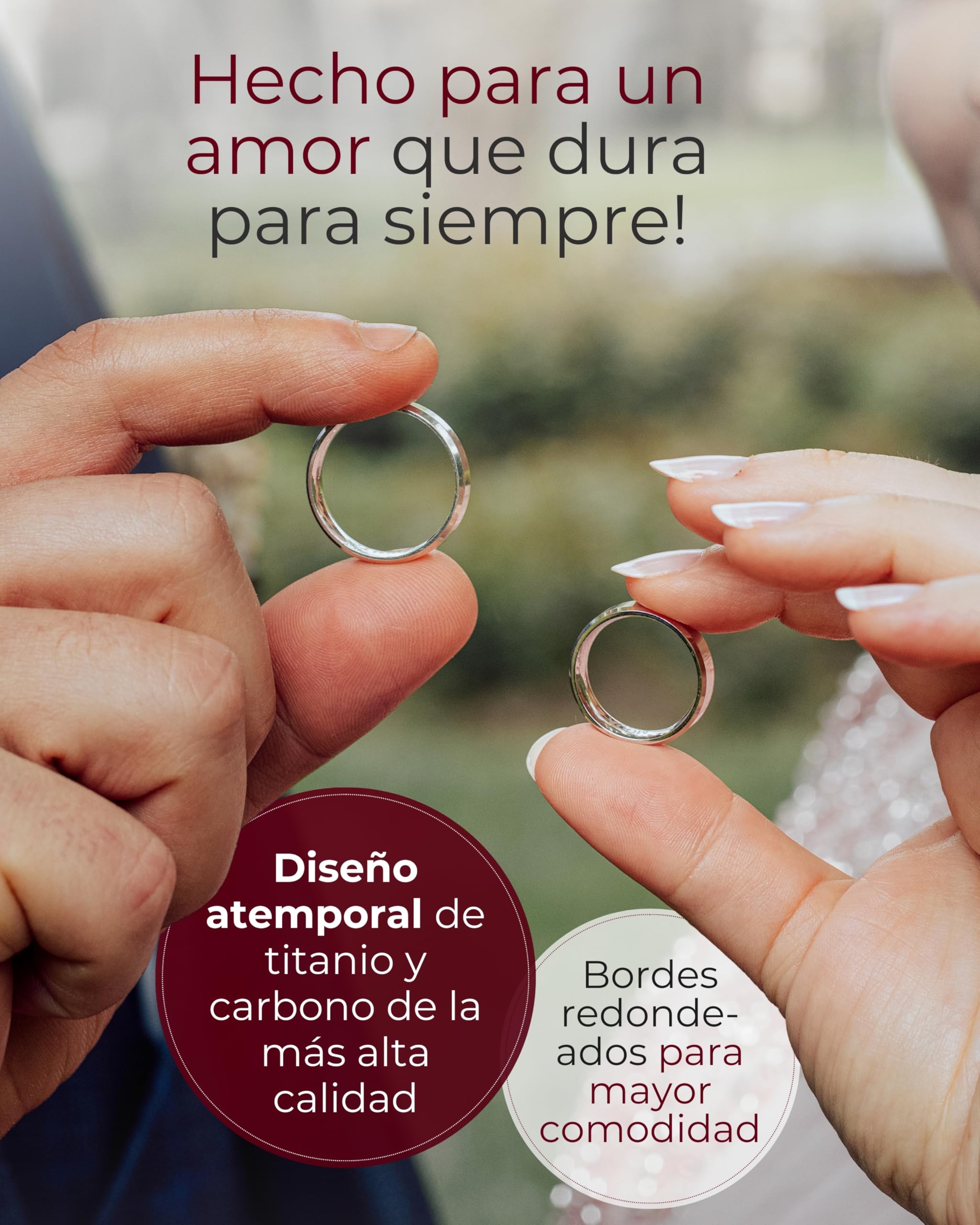 2 alianzas de boda con brillante en titanio/carbono gris en calidad de joyería (brillante/grabado/cinta métrica y estuche) de 123traumringe S77