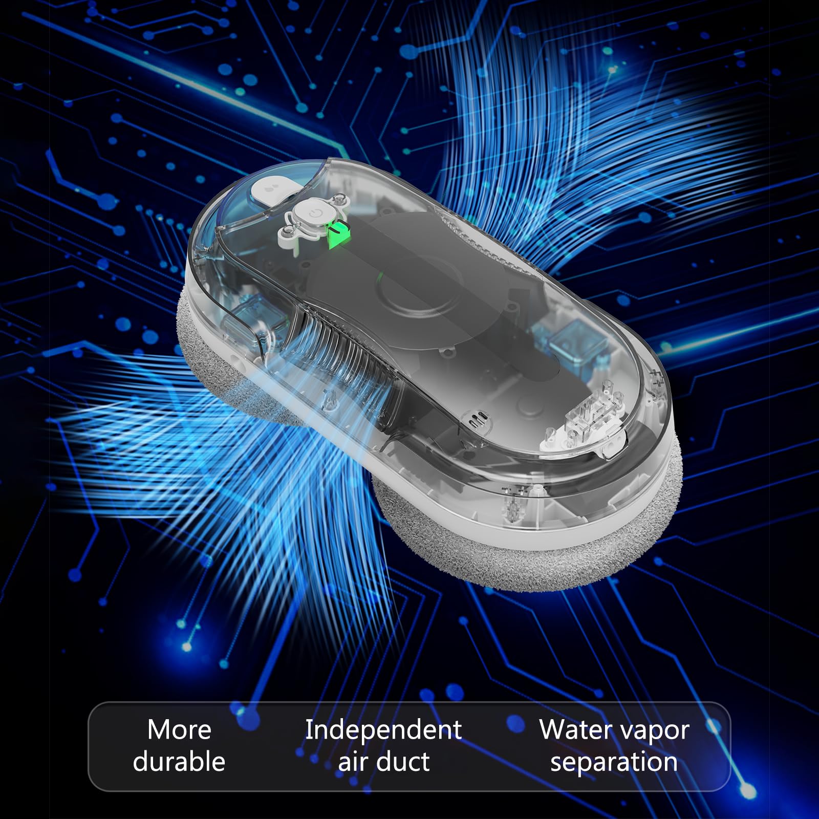 Fensterputzroboter mit Bidirektionaler Ultraschall-Wasserstrahl, (Schwarz)