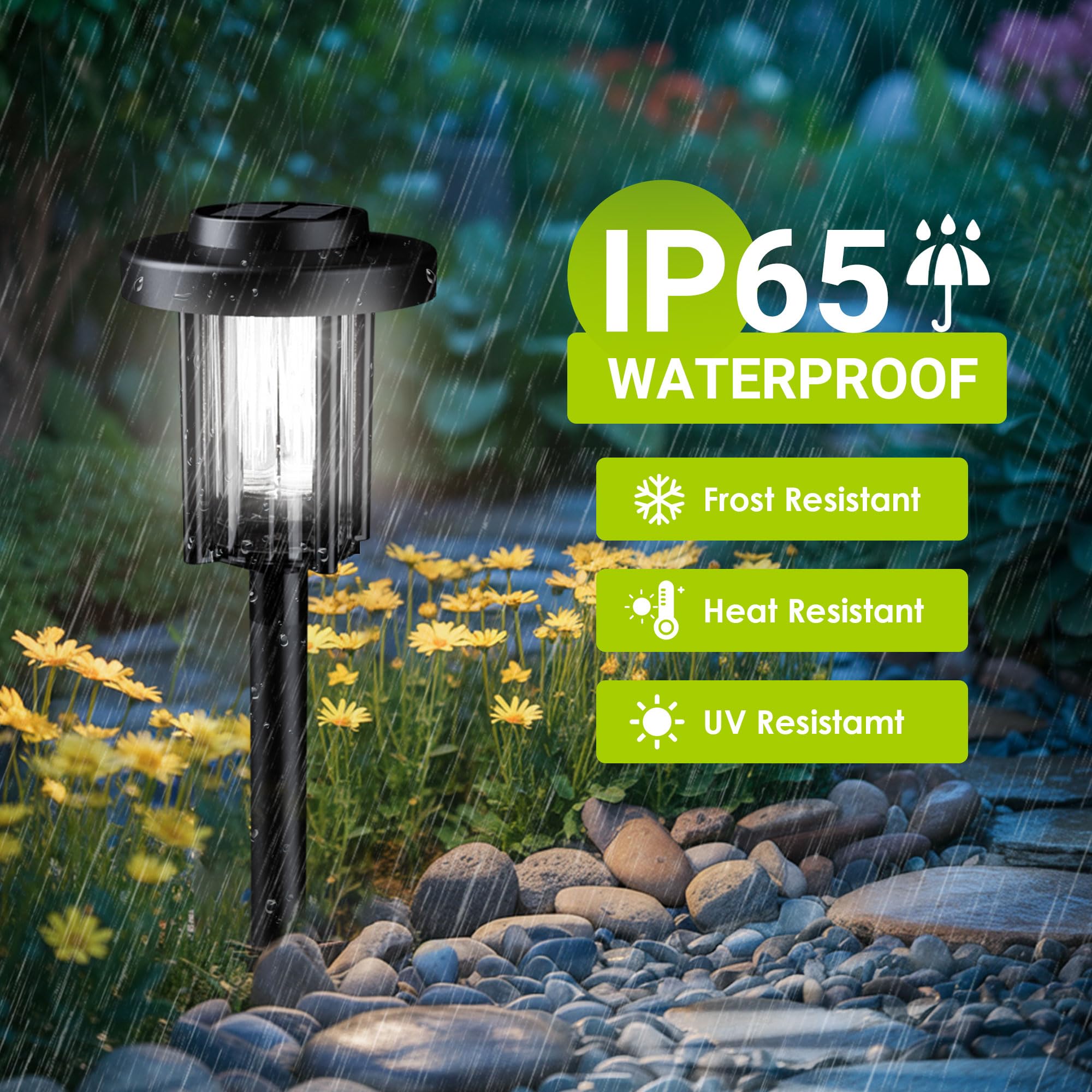Solpex Lampy solarne do użytku na zewnątrz, 6 sztuk lamp solarnych LED, dekoracja ogrodowa, wodoodporne, zasilane energią słoneczną, oświetlenie drogi do ogrodu, na taras, krajobraz, chodnik, białe