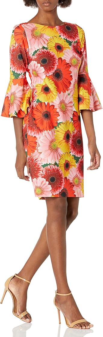 calvin klein black dress with red flowers