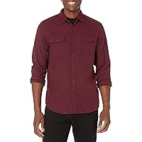 Amazon Essentials Camicia in Flanella con Due Tasche a Maniche Lunghe vestibilità Aderente Uomo