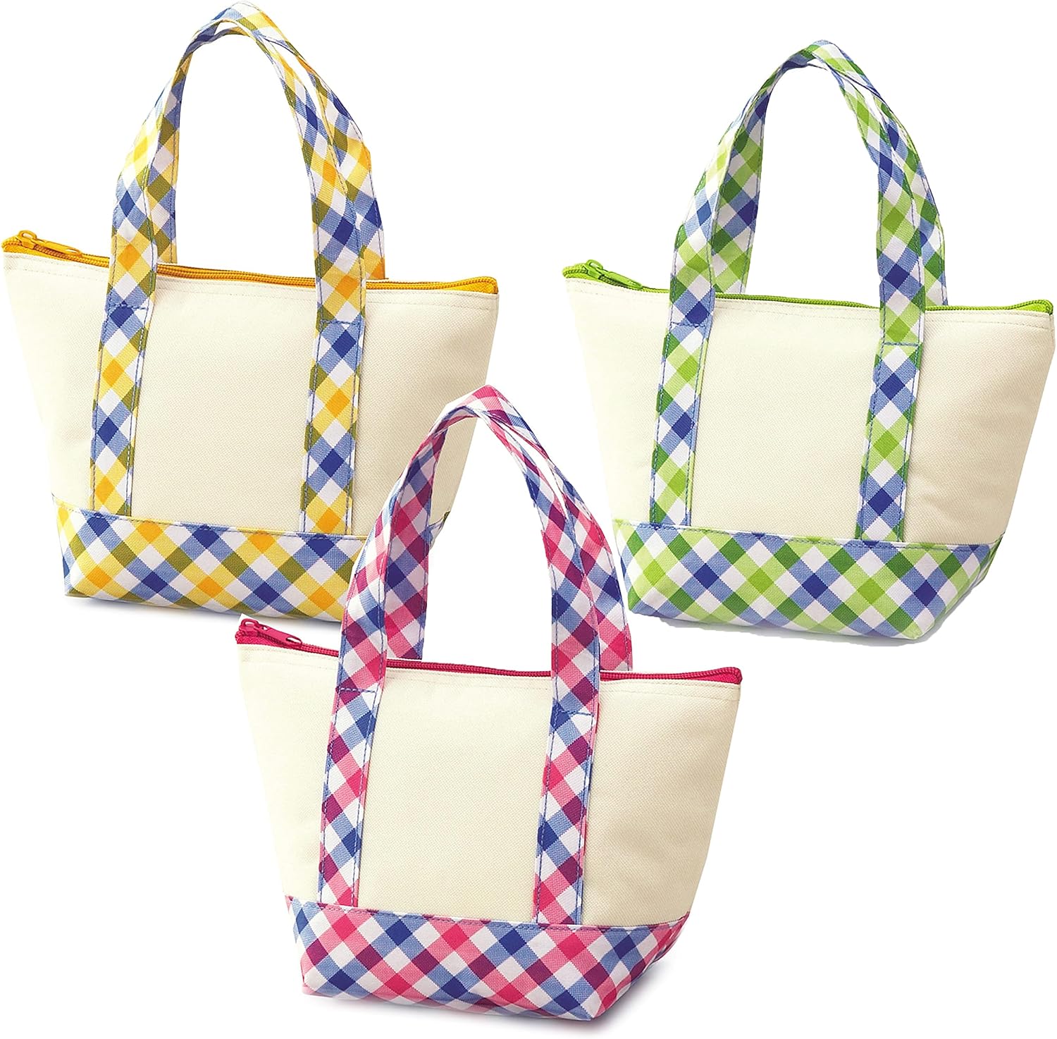 リマーク ランチバッグ 小さめ 保冷 3色セット おしゃれ チェック柄 お弁当 アルミ 保冷バッグ かわいい お得 3個 セット 縦19×横29×マチ12cm